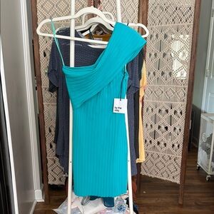 by the way. Vibrant Blue One-Shoulder Dress